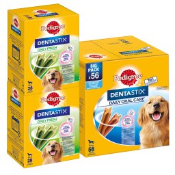 56uds. Dentastix + 56uds. Fresh cães porte grande Pedigree snacks cão
