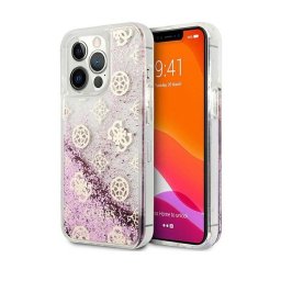 Capa Iphone 13 Pro GUESS Hard Case GUHCP13LLGPEPI Peony Liquid Glitter Pink