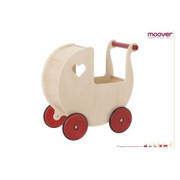 Carucior din lemn pentru papusi - culoare lemn natur