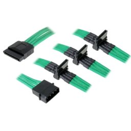 Cablu adaptor BitFenix Alchemy 4-pini Molex la 4x SATA, 20cm, verde, BFA-MSC-M4SA20GK-RP