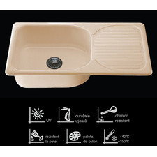 Chiuveta FAT, granit compozit GRANIXIT, 1 cuva+picurator, 90x49x21 cm, 9.23.11