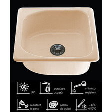 Chiuveta patrata FAT, granit compozit GRANIXIT, 1 cuva, 51x60x21 cm, 9.21.10