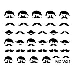 Abtibilde Unghii Mustati Negre, MZ-W21 (Abtibilduri Unghii - Tatuaje Unghii - Nail Stickere)