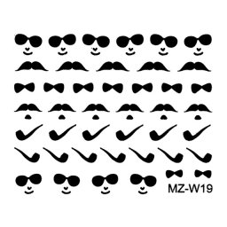 Abtibilde Unghii Mustati Negre, MZ-W19 (Abtibilduri Unghii - Tatuaje Unghii - Nail Stickere)