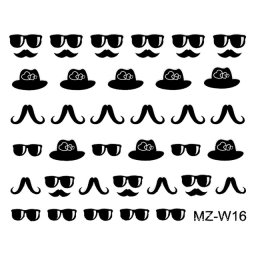 Abtibilde Unghii Mustati Negre MZ-W16 (Abtibilduri Unghii - Tatuaje Unghii - Nail Stickere)