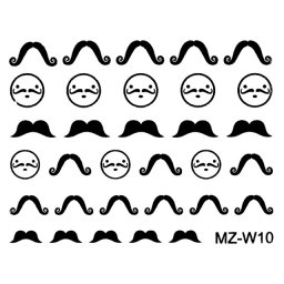 Abtibilde Unghii Mustati Negre, MZ-W10 (Abtibilduri Unghii - Tatuaje Unghii - Nail Stickere)