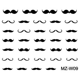 Abțibilde Unghii Mustăți Negre, MZ-W09 Abțibilduri Unghii și Tatuaje pentru Nail Art