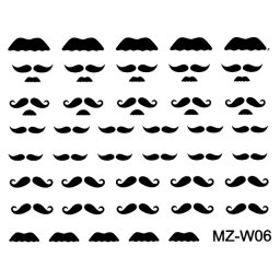 Abtibilde Unghii Mustati Negre, MZ-W06 (Abtibilduri Unghii - Tatuaje Unghii - Nail Stickere)