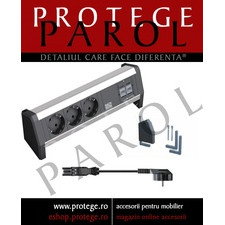 Multipriza DESK, curent + date, prindere cu cleme tablie max 60 mm, Bachmann