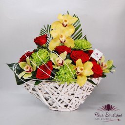Cos floral "Trandafiri, Cymbidium & Crizanteme