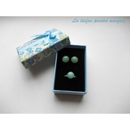 Set cercei şi inel din argint cu aventurin 10 mm