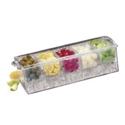 Suport condimente din acril, 5 compartimente, 37x14x12 cm
