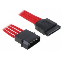 Cablu adaptor BitFenix Alchemy 4-pini Molex la 1x SATA, 45cm, red/black, BFA-MSC-MSA45RK-RP