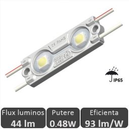 Modul LED 0.48W SMD5050 12Vdc IP65, alb-rece