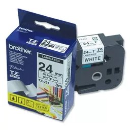 Bandă laminată Brother TZ251, 8m/24mm negru/alb