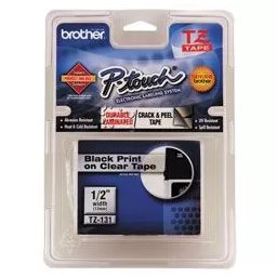 Bandă laminată Brother TZ131, 8m/12mm negru/transparent