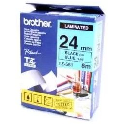 Bandă laminată Brother TZ551, TZ 8m/24mm negru/albastru