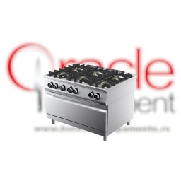Mașină de gătit pe gaz cu 6 focuri și cuptor Maxi electric, aragaz profesional Desco Italia