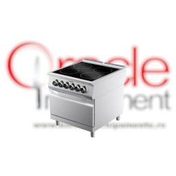 Mașină de gătit electrică cu plită vetroceramică, 4 zone de gătit și cuptor, Desco Italia