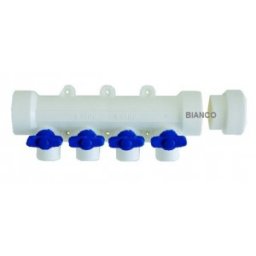 Distribuitor pentru teava PPR 40 mm x 4 cai maner albastru