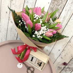 Buchet 15 lalele "Sorbet Pink