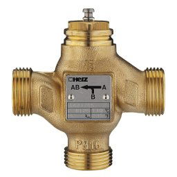 Vană cu 3 căi de amestec şi deviaţie Herz, cu ventil, DN 32, Kvs=16,00, cod 1 4037 32