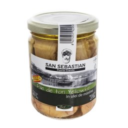 File de ton Yellowfin in ulei de masline borcan 400 g San Sebastian