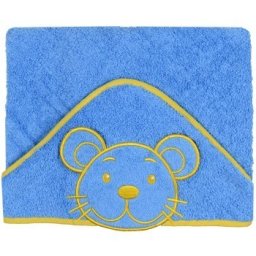 Prosop cu gluga Happy albastru cu soricel 76x76 cm