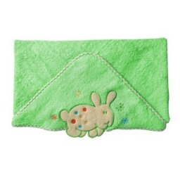 Prosop special pentru bebelusi cu gluga - verde cu iepuras