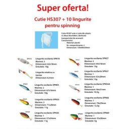 Set pentru spinning Cutie HS307 si 10 lingurite