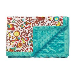 Paturica dubla microfibra cu buline 75x100 turquoise pisicute