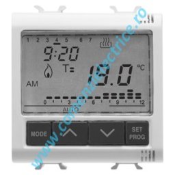 TERMOSTAT ELECTRONIC CU PROGRAMARE ZILNICA/SAPTAMANALA GEWISS CHORUS, 2 MODULE, ALB