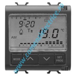 TERMOSTAT ELECTRONIC CU PROGRAMARE ZILNICA/SAPTAMANALA GEWISS CHORUS, 2 MODULE, NEGRU