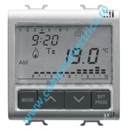 TERMOSTAT ELECTRONIC CU PROGRAMARE ZILNICA/SAPTAMANALA GEWISS CHORUS, 2 MODULE, TITAN