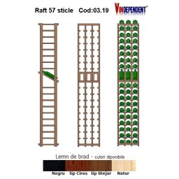Raft din lemn tip display pentru 57 sticle