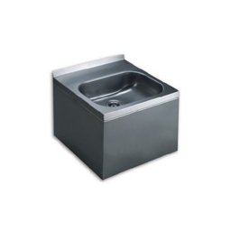 Lavoar Sanela din otel inox cu masca, sifon, set montaj, finisaj periat pentru persoane cu nevoi speciale