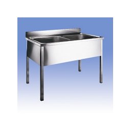 Lavoar Sanela dublu din otel inox stativ cu masca, sifon, finisaj periat