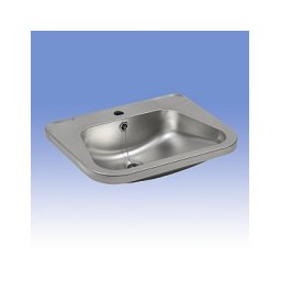 Lavoar Sanela din otel inox cu 2 spatii pt. sapun, sifon, set montaj, finisaj periat