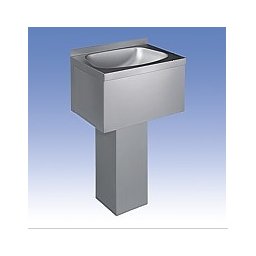 Lavoar Sanela din otel inox cu piedestal, sifon, set montaj, finisaj periat