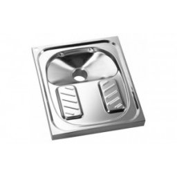 ToaletÄƒ turceascÄƒ din inox cu 2 valve de spÄƒlare, sifon, finisaj periat