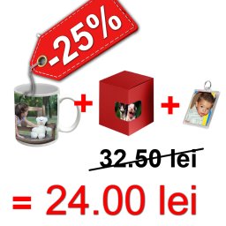 Pachet special cana alba personalizata si breloc
