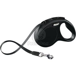 Lesă cu bandă Flexi Classic S, diverse culori, 5 m negru