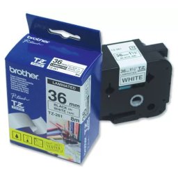 Bandă laminată Brother TZ261, 8m/36mm negru/alb