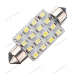 Bec led auto sofit / festoon (C5W) 39mm 16 SMD 1206 alb 6000K