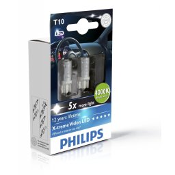 Set 2 Becuri Led W5W T10 Philips 4000k
