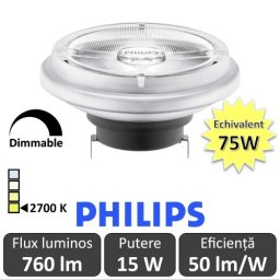 Bec LED Philips - MASTER LEDspot LV AR111 D 15-75W 24D 927 alb-cald