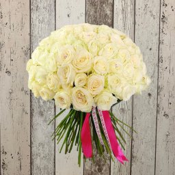 Buchet 101 Trandafiri Albi "Pure White