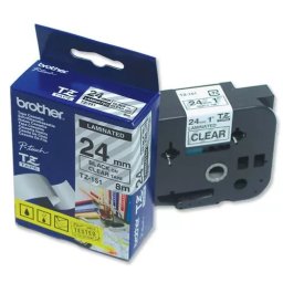 Bandă laminată Brother TZ151, 8m/24mm negru/transparent