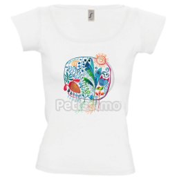 Tricou Petissimo Jungle de femei - alb XS-S