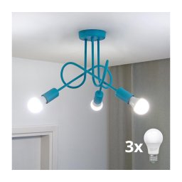 Lustră LED aplicată pentru copii OXFORD, 3xE27/15W/230V, albastră